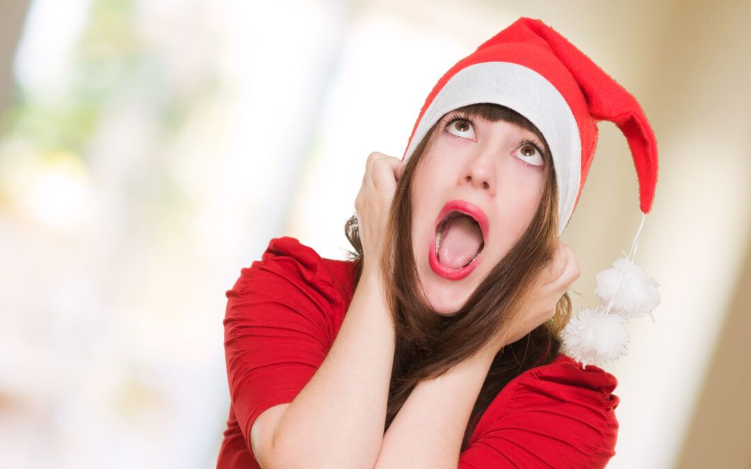 Woman wearing a Christmas hat